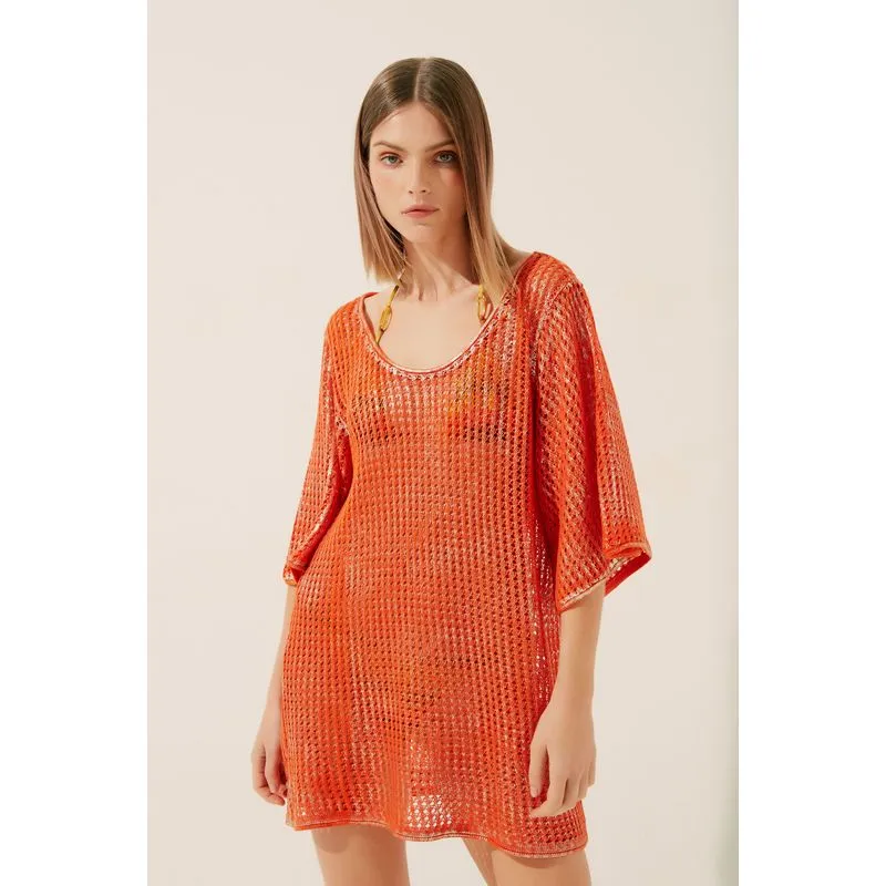 Vestido Curto Poente Tricô LARANJA/ORANGE P/S