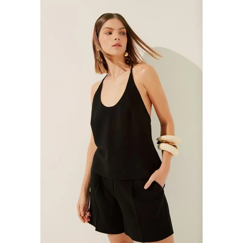 Blusa Alça Alfaiataria Essencial PRETO/BLACK G/L