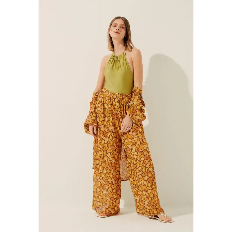 Calça Pantalona Composé Onça Poá AMARELO/YELLOW P/S