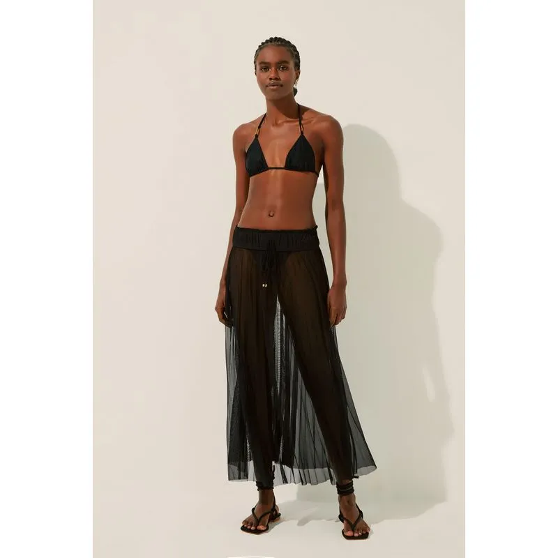 Saia Midi Noite Plissada PRETO/BLACK G/L