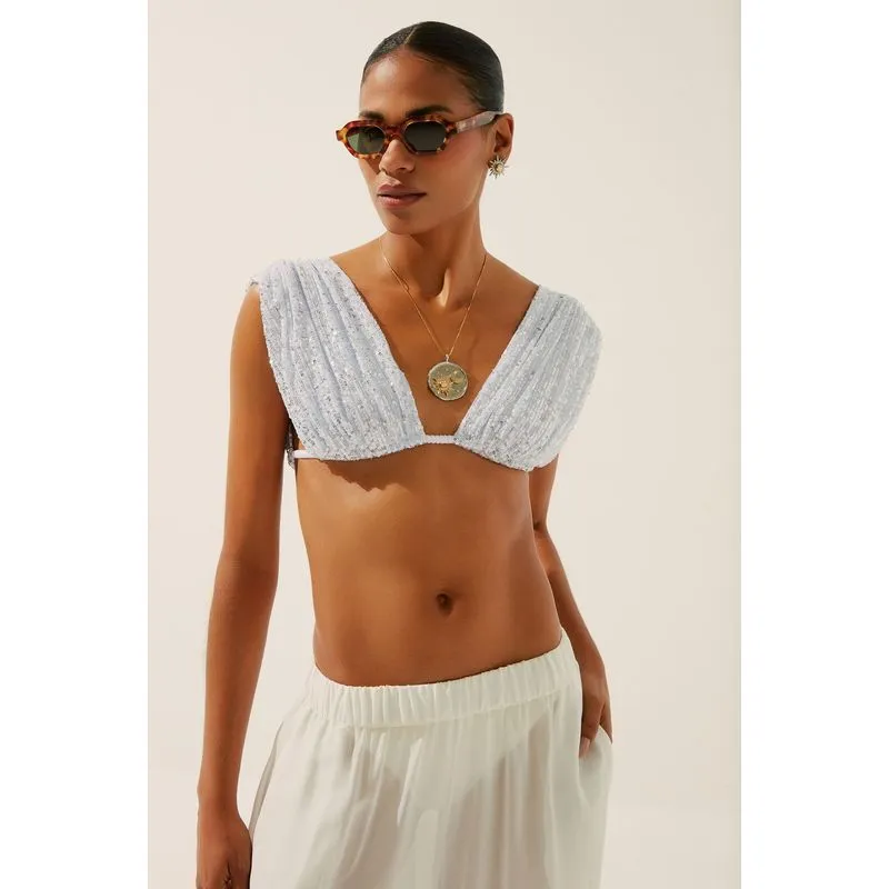 Top Alça Decote V Shine BRANCO/WHITE M/M