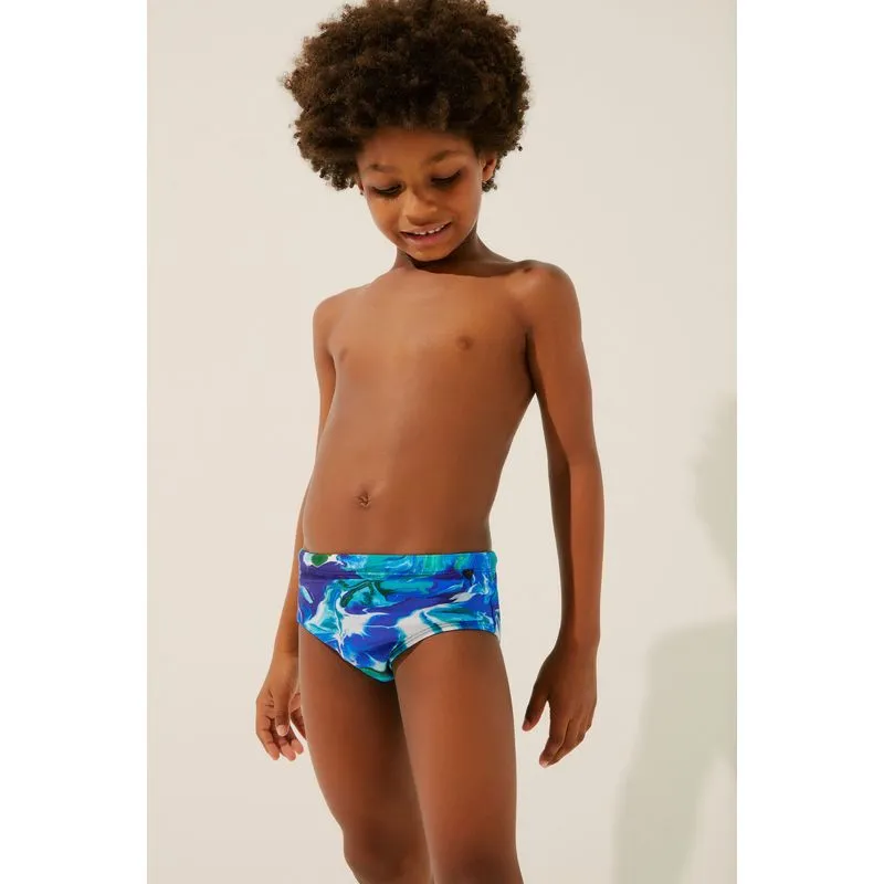 Sunga Infantil Larga Acrílico Fluido AZUL/BLUE PP/XS