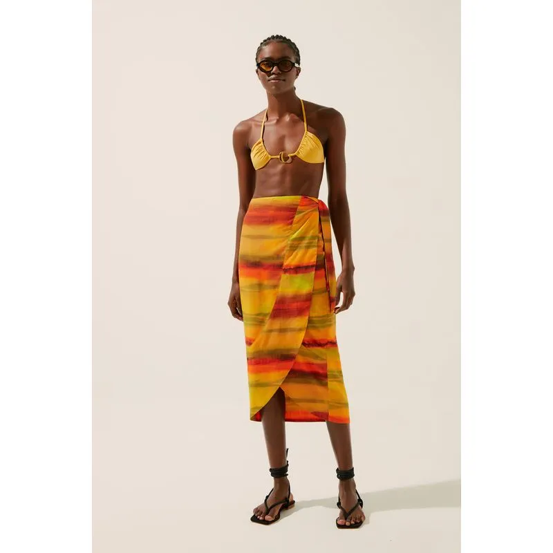 Saia Midi Transpassada Tie Dye Solar VERDE/GREEN G/L