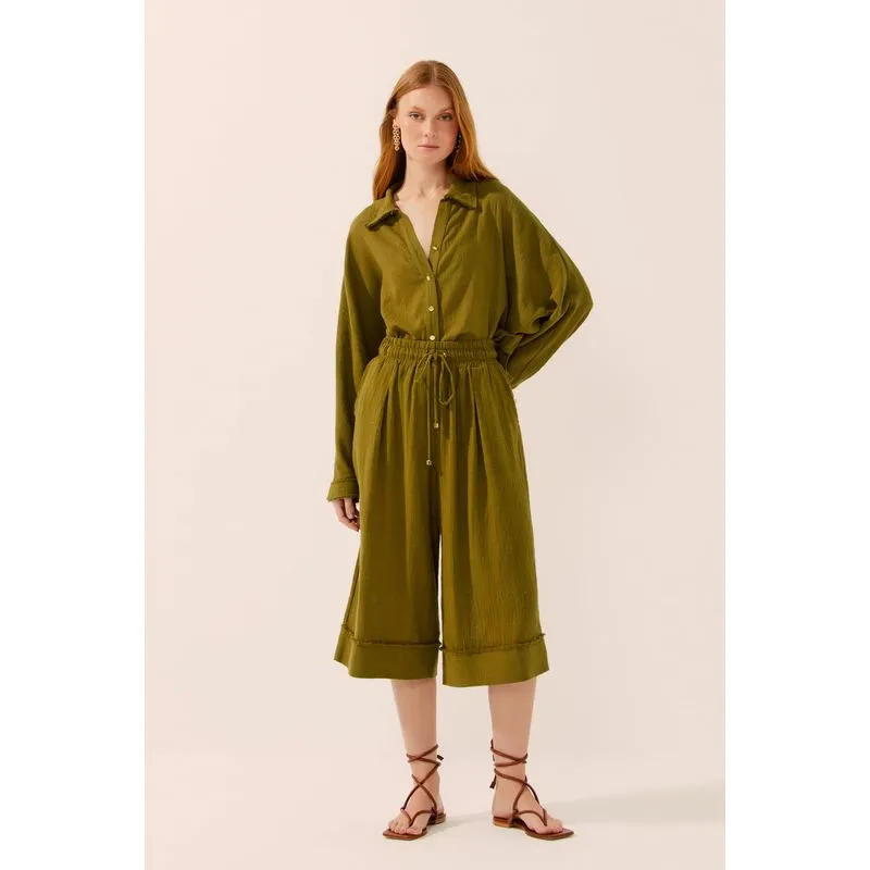 Calça Pantacourt Folhagem Frescor VERDE/GREEN P/S