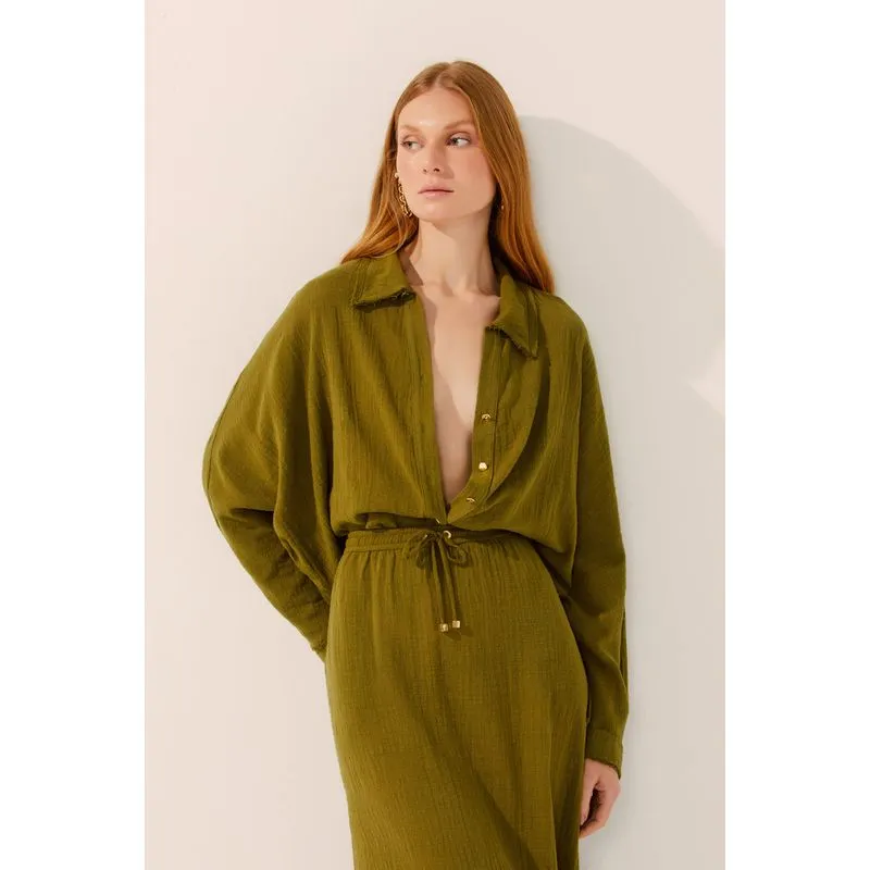 Camisa Manga Longa Folhagem Frescor VERDE/GREEN G/L