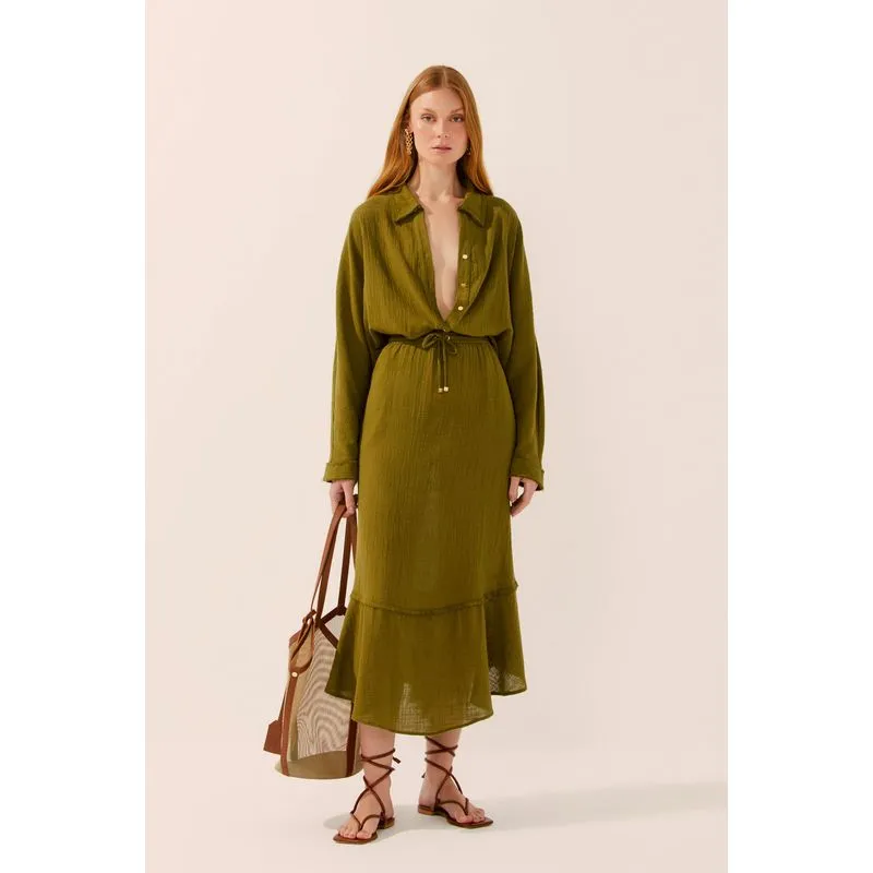 Saia Midi Folhagem Frescor VERDE/GREEN G/L