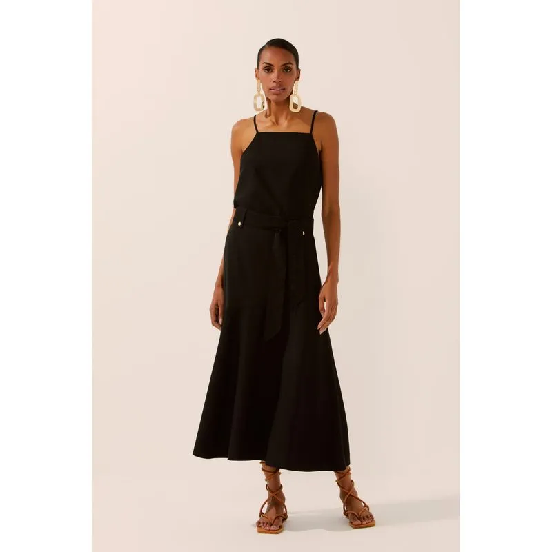 Saia Midi Alfaiataria Gávea PRETO/BLACK PP/XS