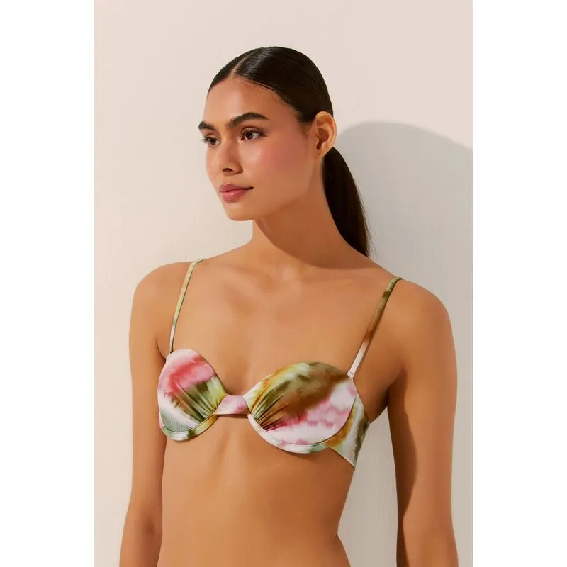 Biquíni Meia-Taça Com Aspas Tie Dye Botânico VERDE/GREEN P/S