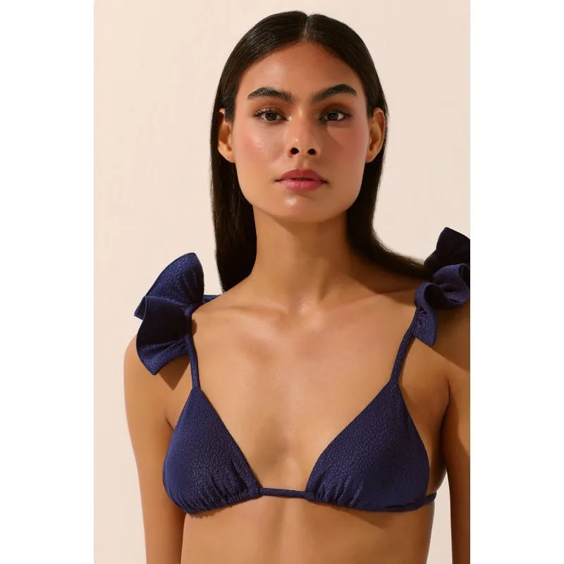 Biquíni Sutiã Cortininha Com Babado Ondas Marítimas AZUL MARINHO/NAVY BLU GG/XL