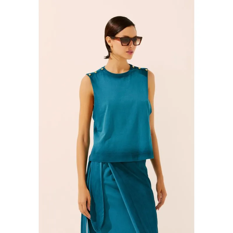 Camiseta Regata Gola Careca Floresta Conforto AZUL/BLUE M/M