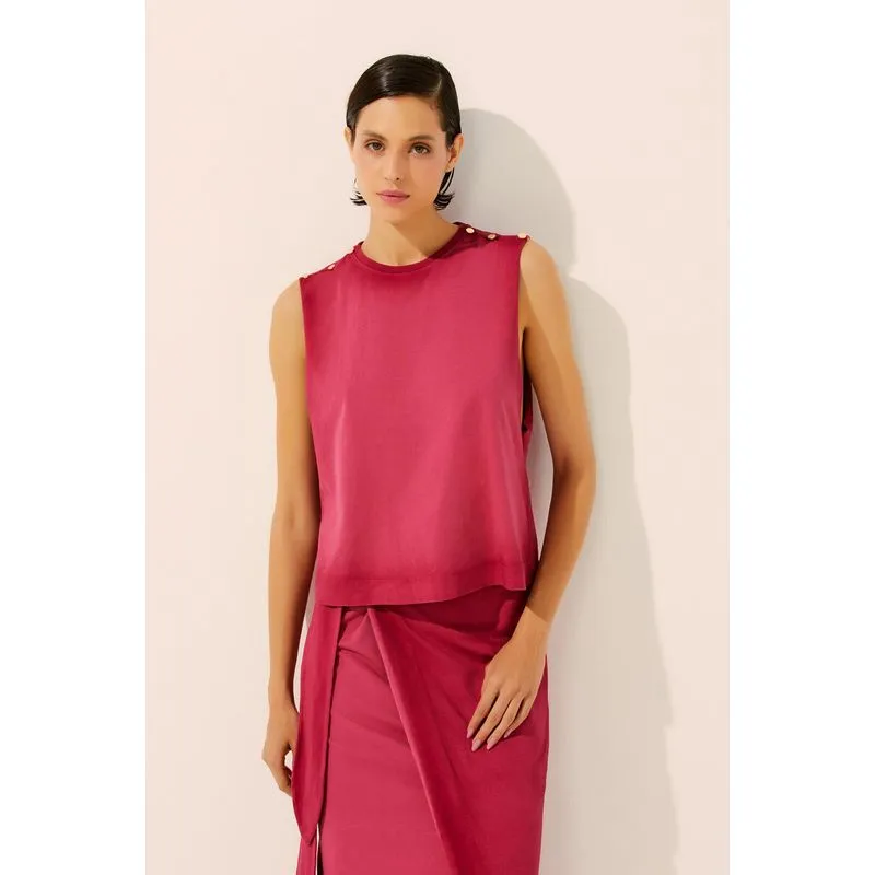 Camiseta Regata Gola Careca Floresta Conforto ROSA/PINK P/S