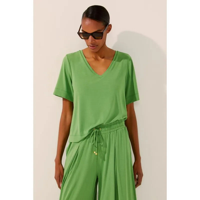 Camiseta Manga Curta Gola V Parque Conforto VERDE/GREEN M/M