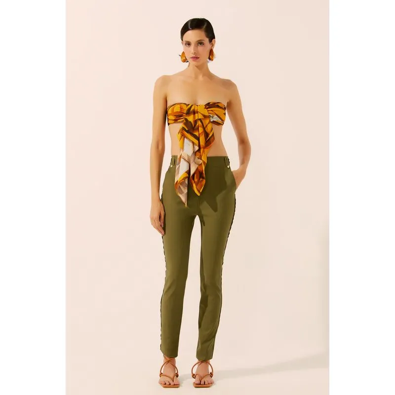 Calça Slim Fit Folhagens Carioca VERDE/GREEN P/S