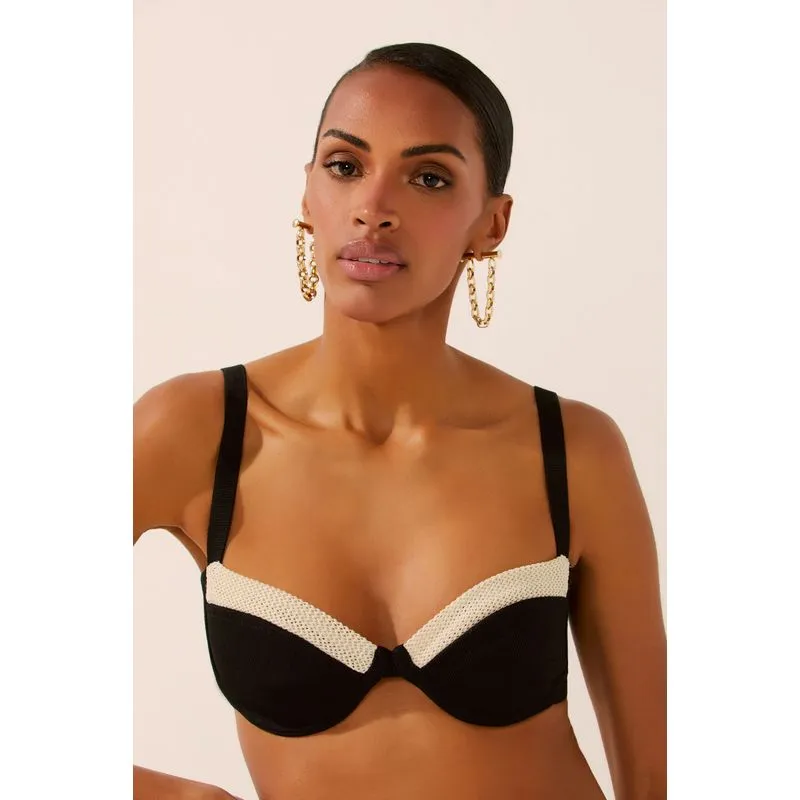 Top Alça Tricot Botânico PRETO/BLACK PP/XS