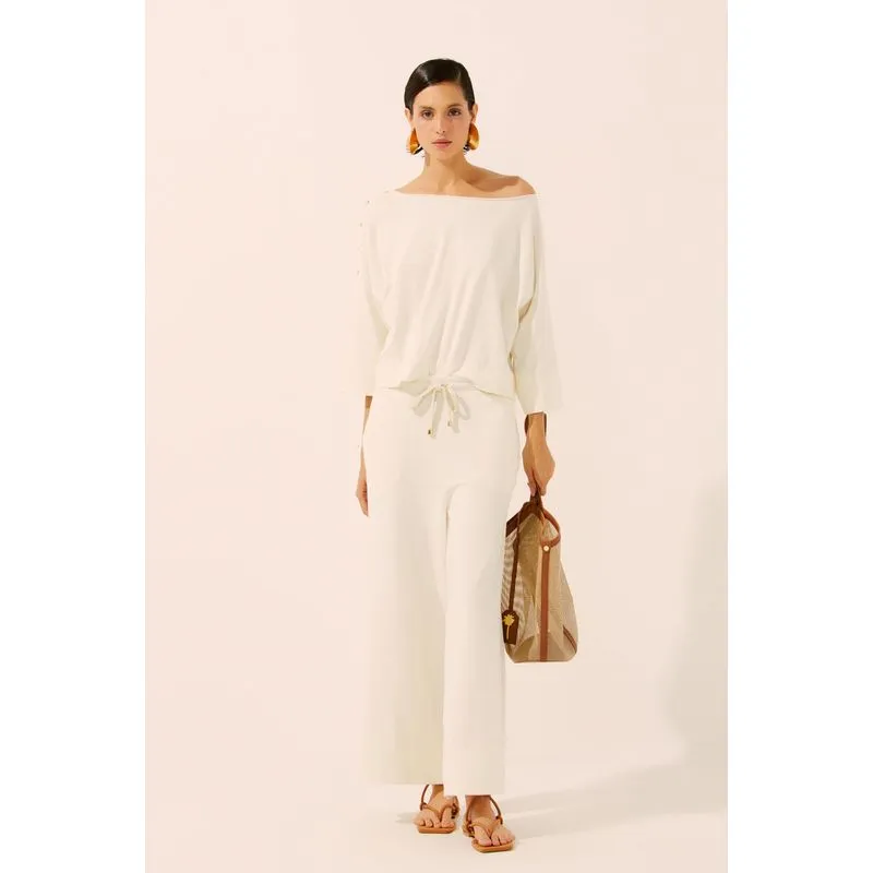 Calça Reta Elástico Urca Conforto OFF WHITE/OFF WHITE M/M
