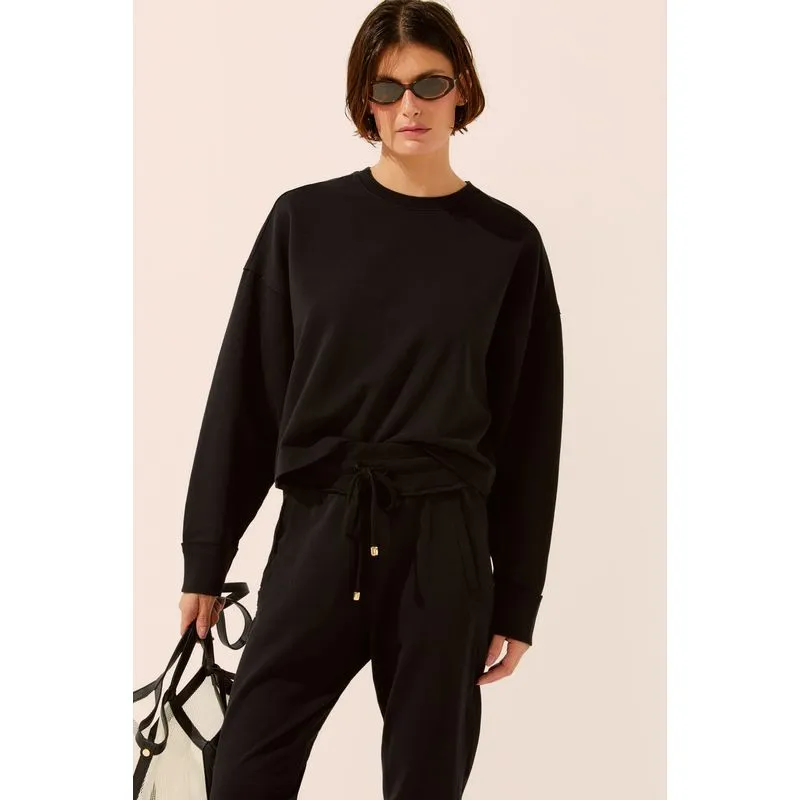 Blusa Manga Longa De Moletom Jardim Conforto PRETO/BLACK GG/XL