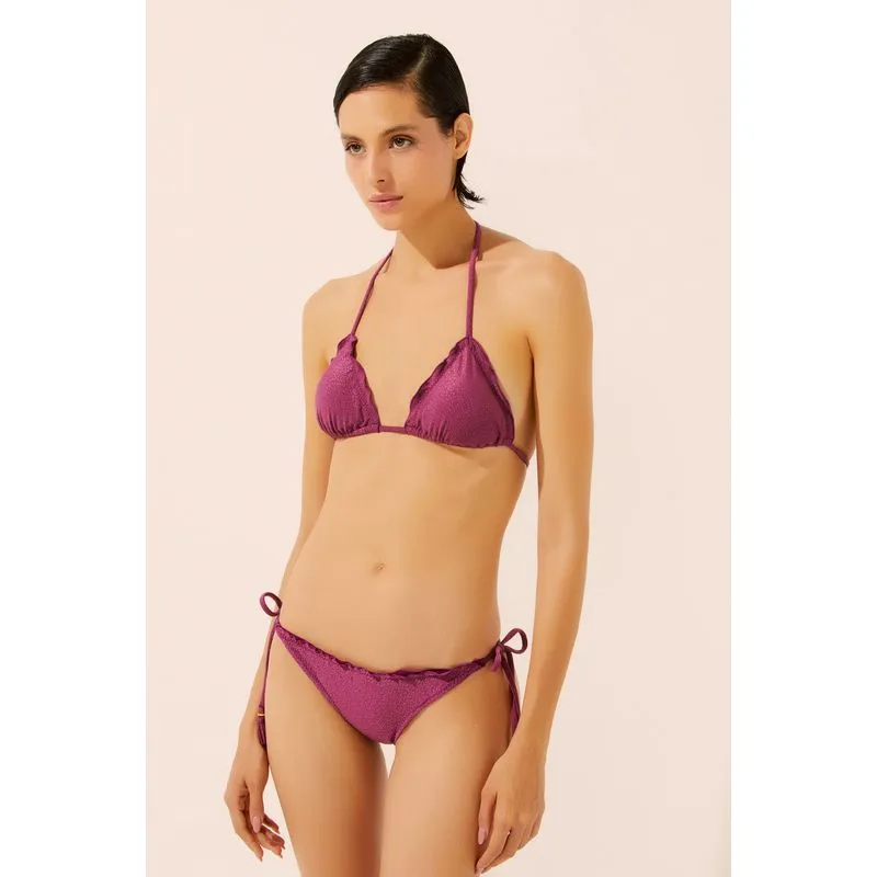 Biquíni Sutiã Cortininha Borda Ondulada Com Tassel Pétalas ROXO/PURPLE G/L