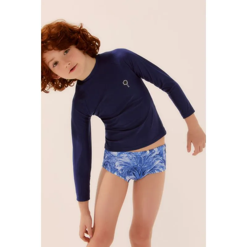 Camiseta Infantil Manga Longa Ondas Marítimas AZUL MARINHO/NAVY BLU M/M