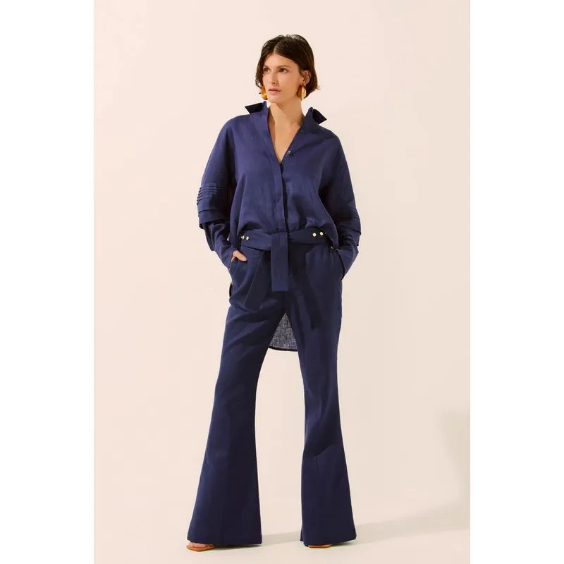 Calça Flare Com Rebites Maresia Rústica AZUL MARINHO/NAVY BLU PP/XS