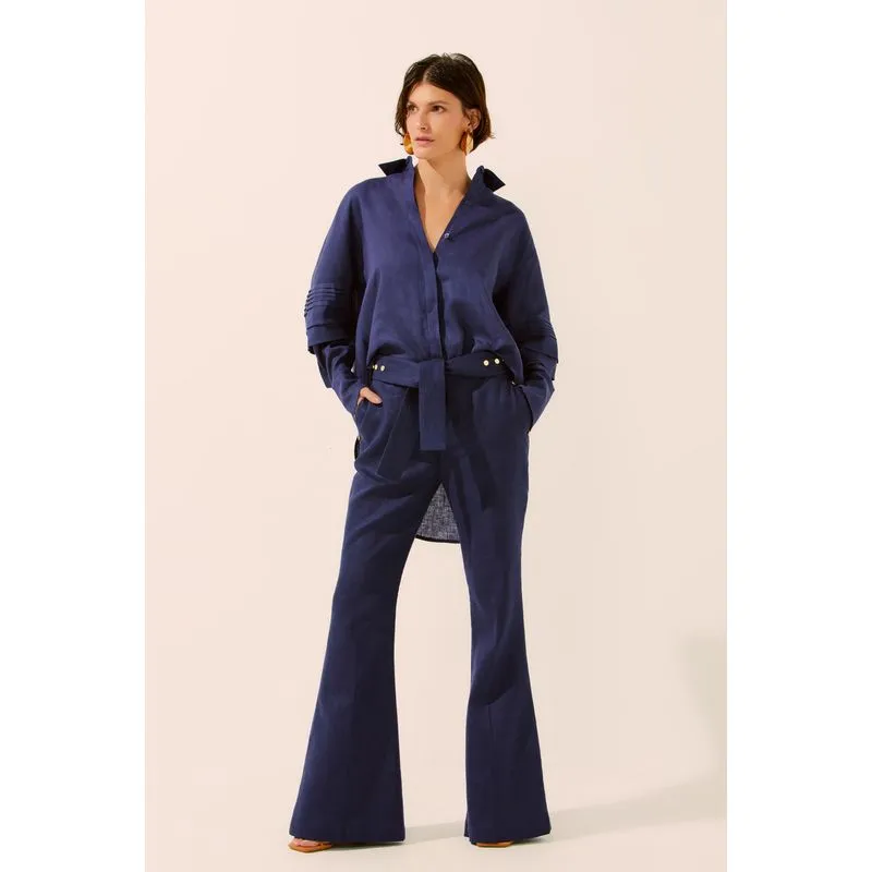 Calça Flare Com Rebites Maresia Rústica AZUL MARINHO/NAVY BLUE GG/XL