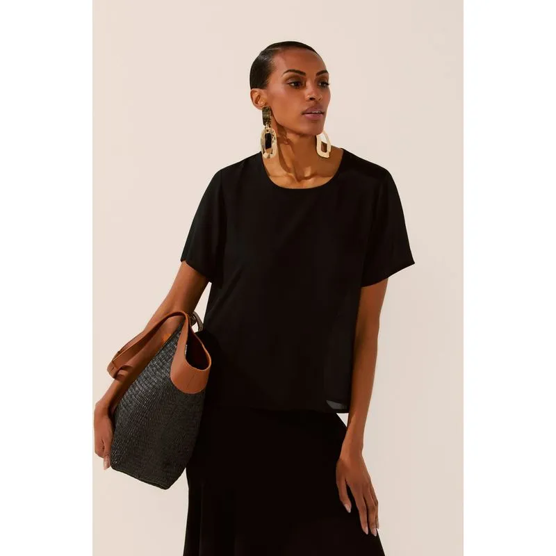 Blusa Manga Curta Anoitecer Carioca PRETO/BLACK GG/XL