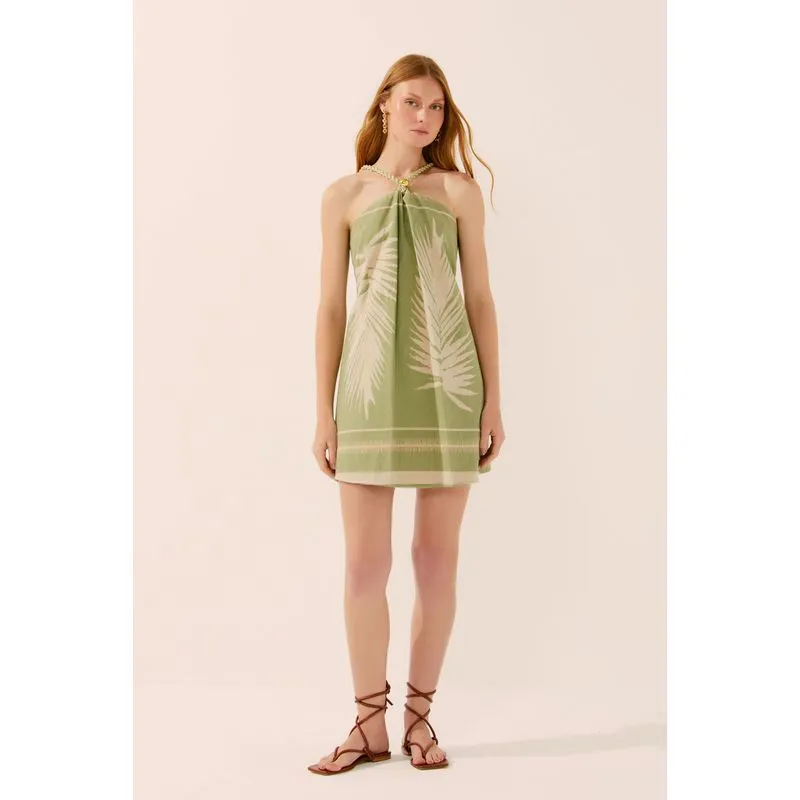 Vestido Curto Frente Única Jacquard Folha VERDE/GREEN M/M
