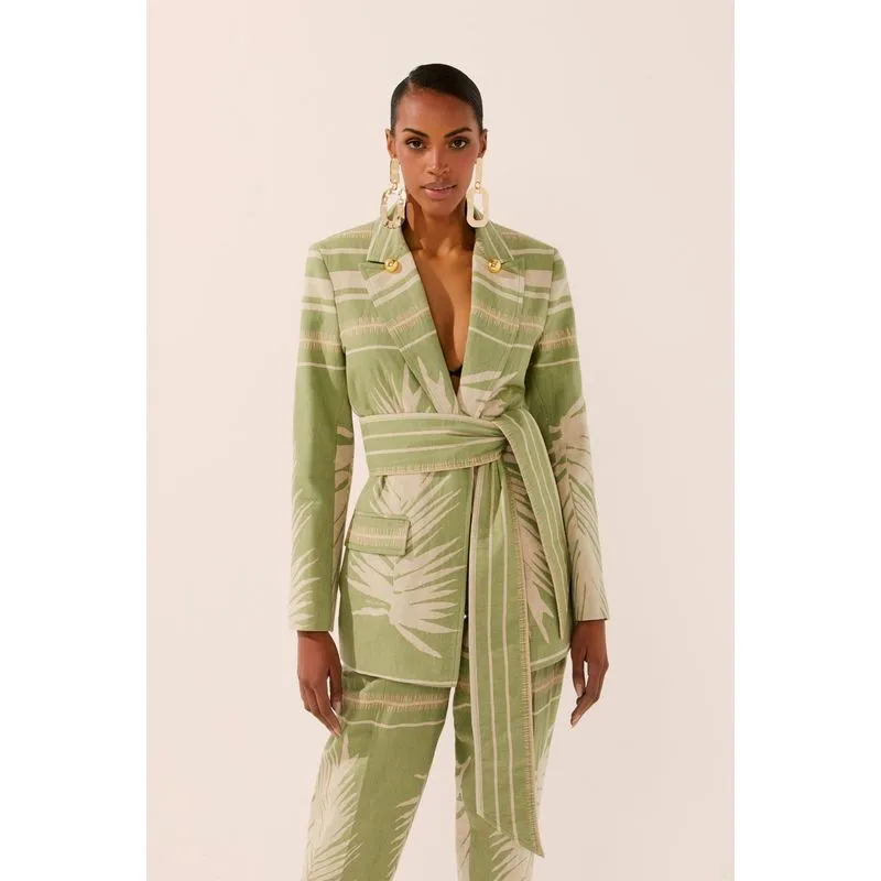 Blazer Regular Com Faixa Jacquard Folha VERDE/GREEN P/S