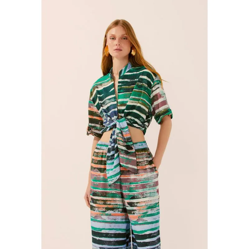 Blusa Cropped Listras Abstratas VERDE/GREEN M/M