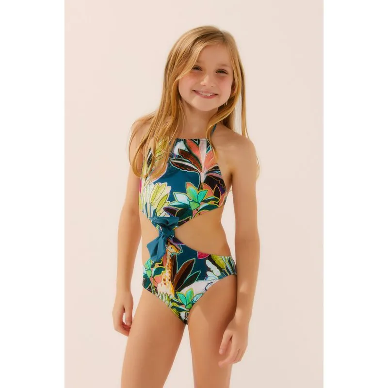 Maiô Infantil Engana Mamãe Com Nó Floresta Ilustrada AZUL/BLUE M/M
