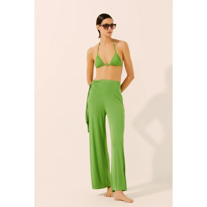 Calça Pantalona Drapeada Folhas VERDE/GREEN GG/XL