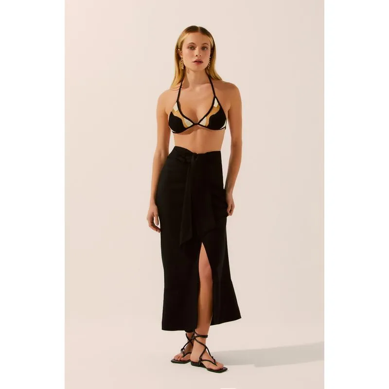 Saia Midi Colagem Bordado PRETO/BLACK GG/XL