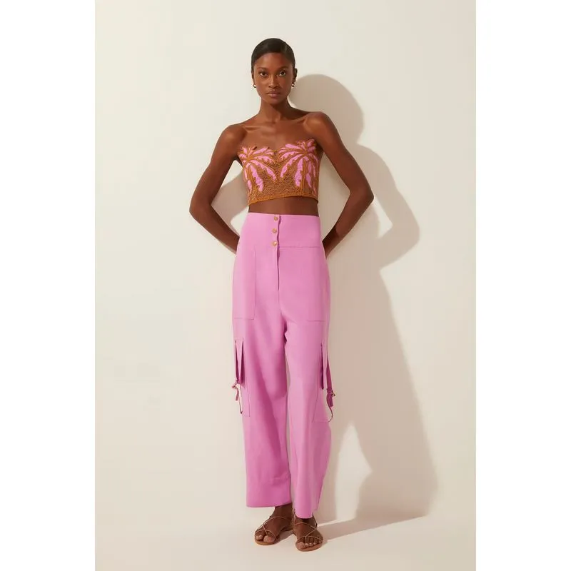 Calça Cargo Alfaiataria Casual ROSA/PINK 46