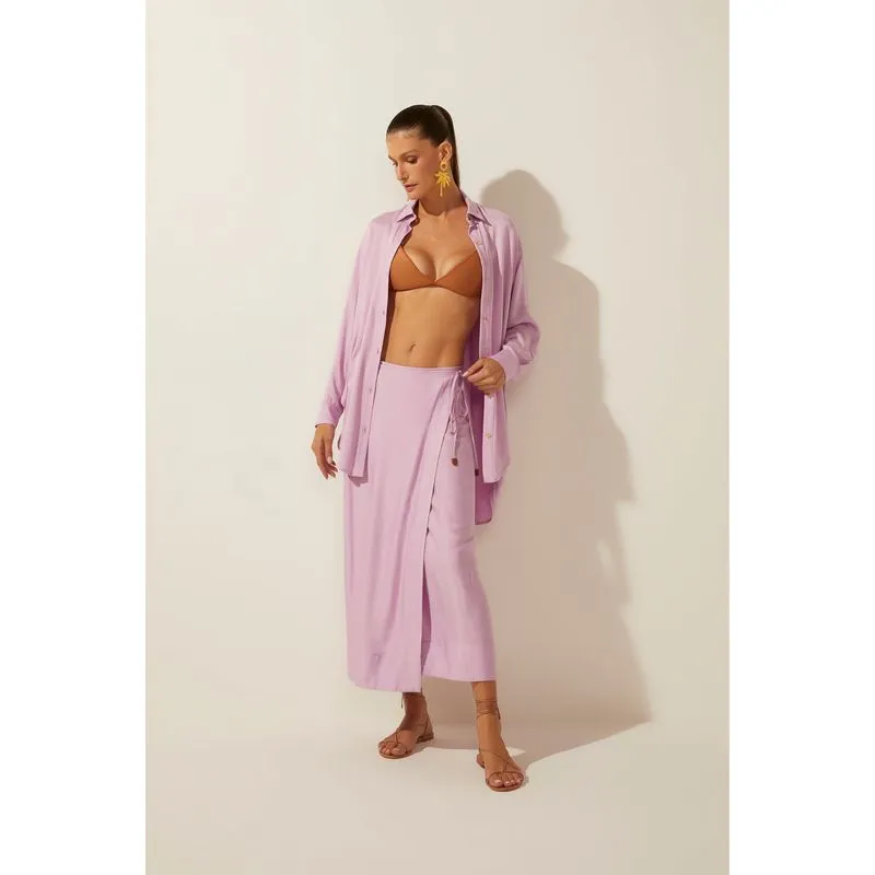 Saia Midi Transpassada Lavanda LILAS/LILAC GG/XL