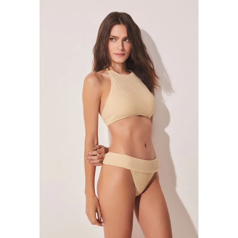 Biquíni Calcinha Lateral Média Com Pala Palha BEGE/BEIGE GG/XL