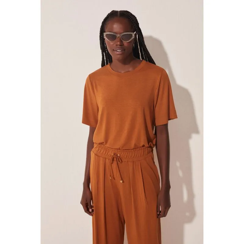 Camiseta Manga Curta Mediterrâneo Conforto MARROM/BROWN P/S