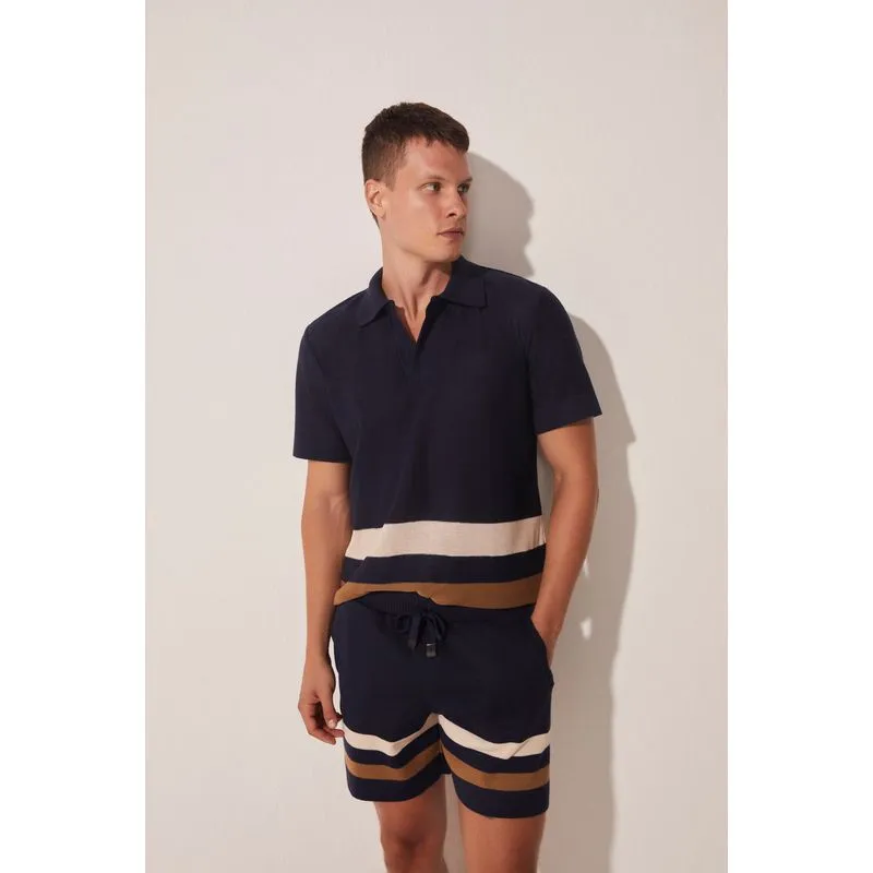 Camisa Polo Tricô Celeste AZUL MARINHO/NAVY BLU P/S