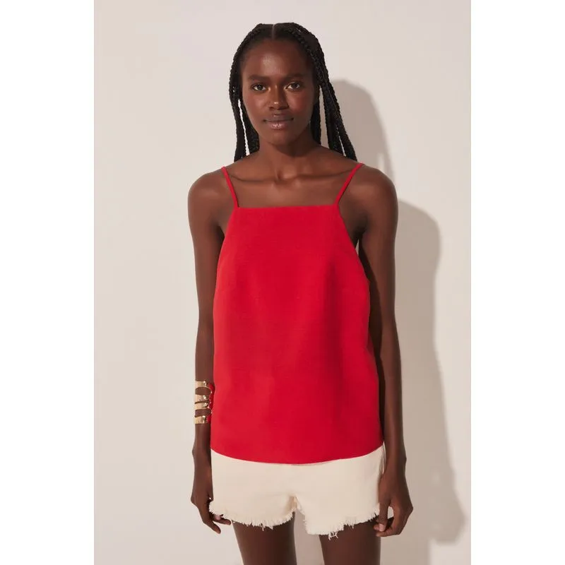 Blusa Alça Alfaiataria Flores VERMELHO/RED PP/XS