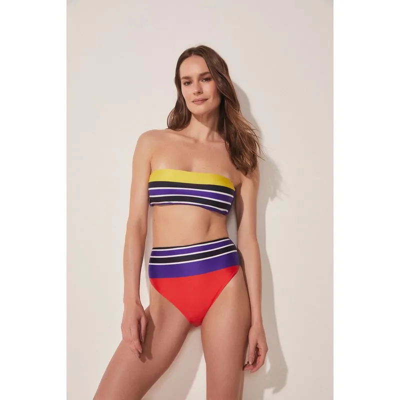 Biquíni Calcinha Hot Pants Listrado ROXO/PURPLE P/S