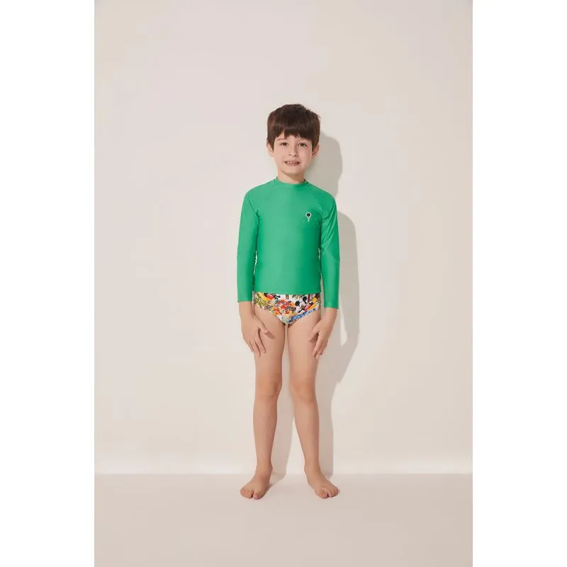 Camiseta Infantil Manga Longa Cactos Degradê VERDE/GREEN 4 A 5