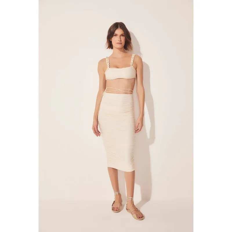 Saia Midi Franzida Com Amarração Playa OFF WHITE/OFF WHITE PP/XS