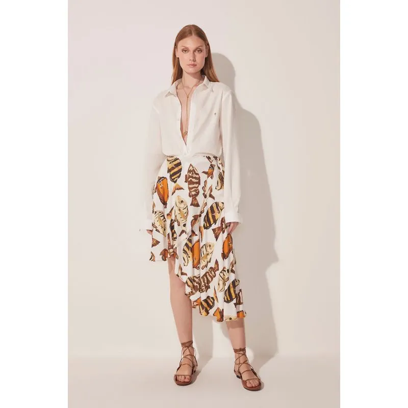 Saia Midi Peixes BEGE/BEIGE GG/XL