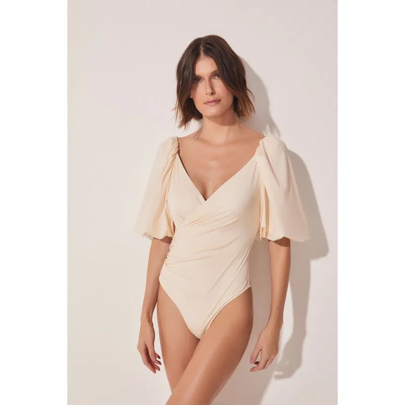 Maio Decote V Manga Bufante Playa OFF WHITE/OFF WHITE GG/XL