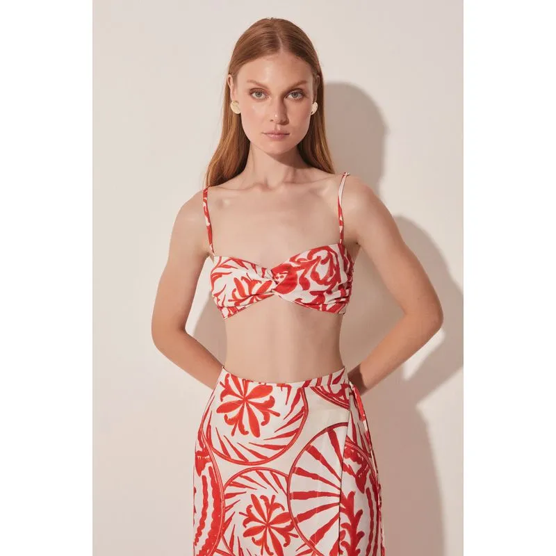 Top Cropped Pratos Localizado VERMELHO/RED GG/XL