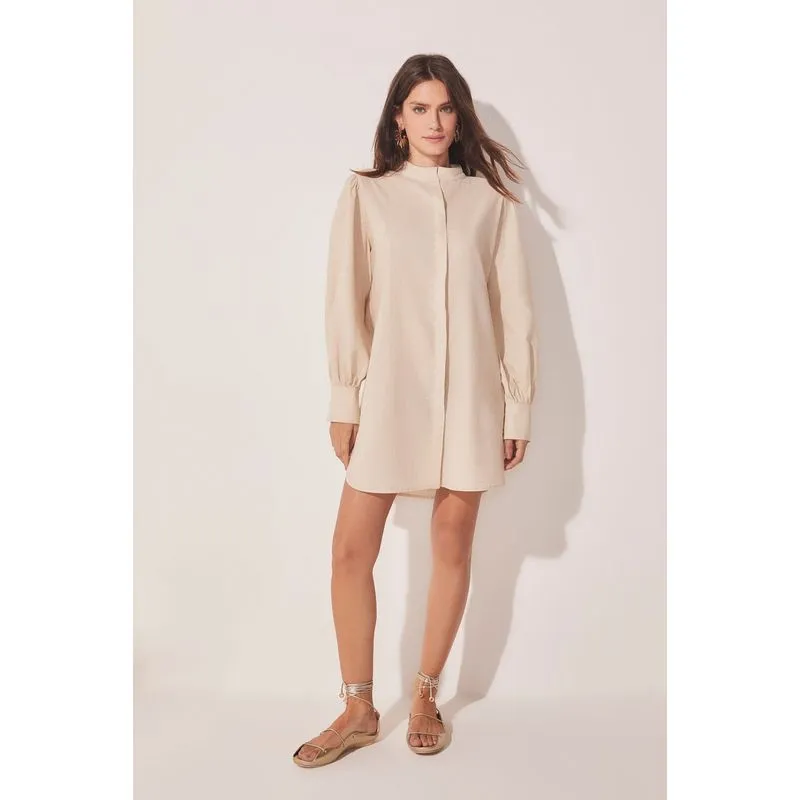 Chemise Curto Manga Longa Bufante Palha BEGE/BEIGE P/S