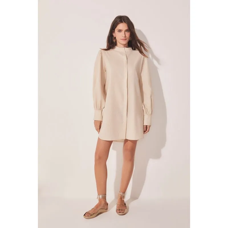 Chemise Curto Manga Longa Bufante Palha BEGE/BEIGE GG/XL