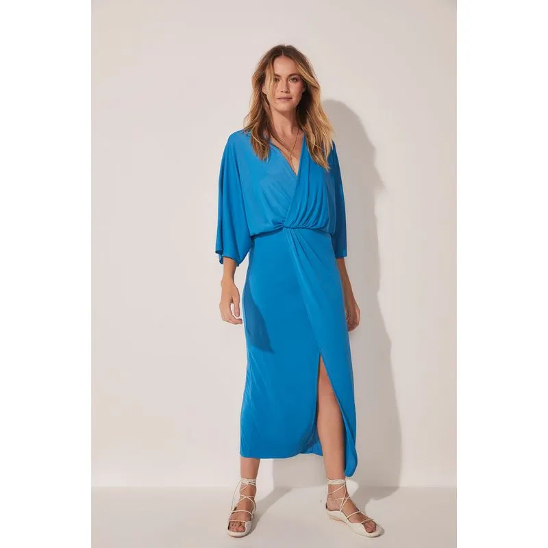 Vestido Midi Com Trespasse Oceano AZUL/BLUE PP/XS
