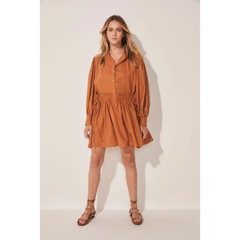 Vestido Curto Mediterrâneo Leveza MARROM/BROWN PP/XS