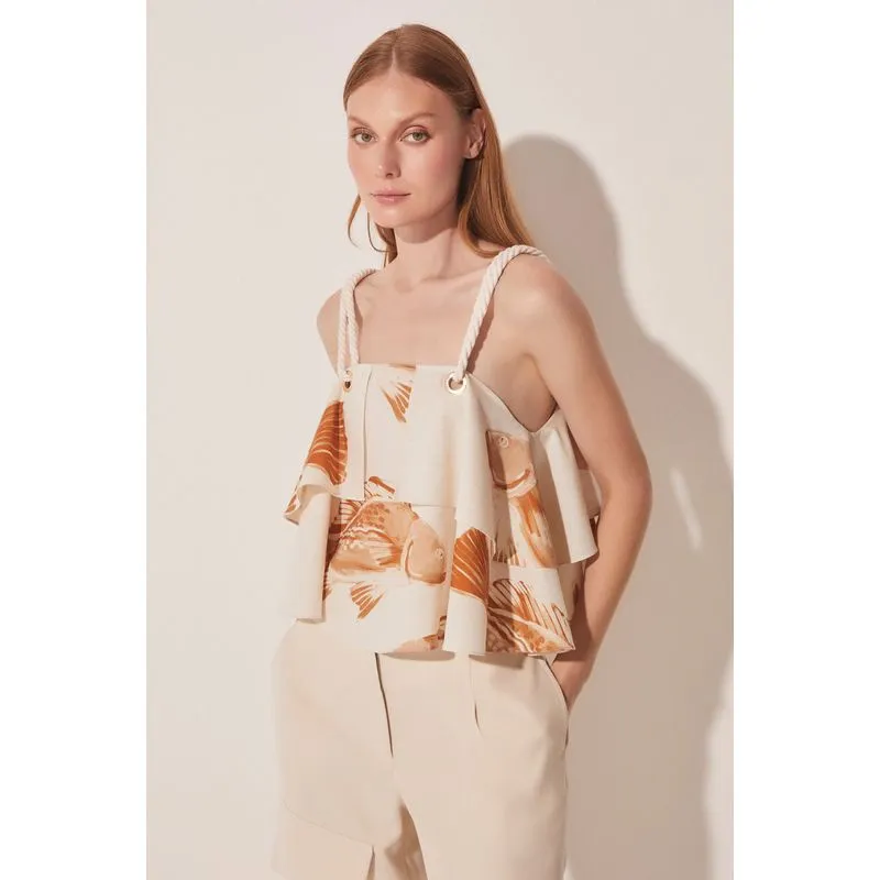 Top Alça Peixe Caramelo BEGE/BEIGE G/L