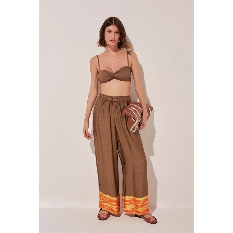 Top Cropped Poá Pincelado MARROM/BROWN PP/XS