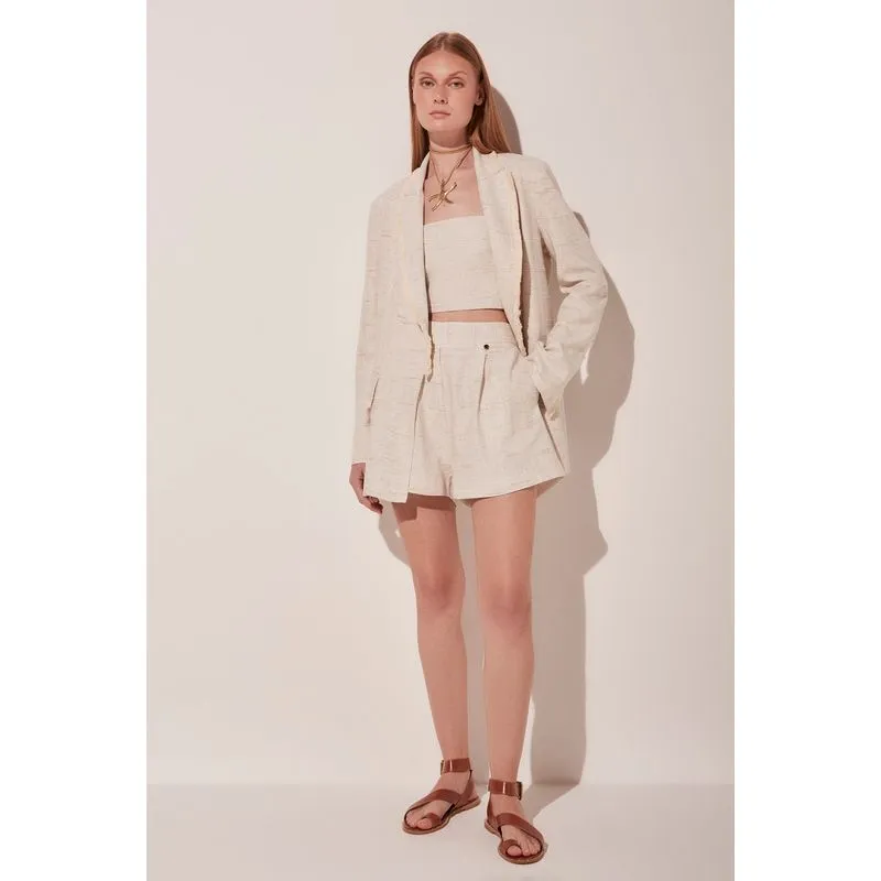 Blazer Regular Alfaiataria Franjas OFF WHITE/OFF WHITE 36
